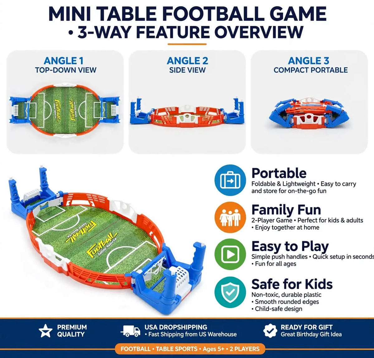 Mini Football Board Match Game Kit Tabletop Soccer